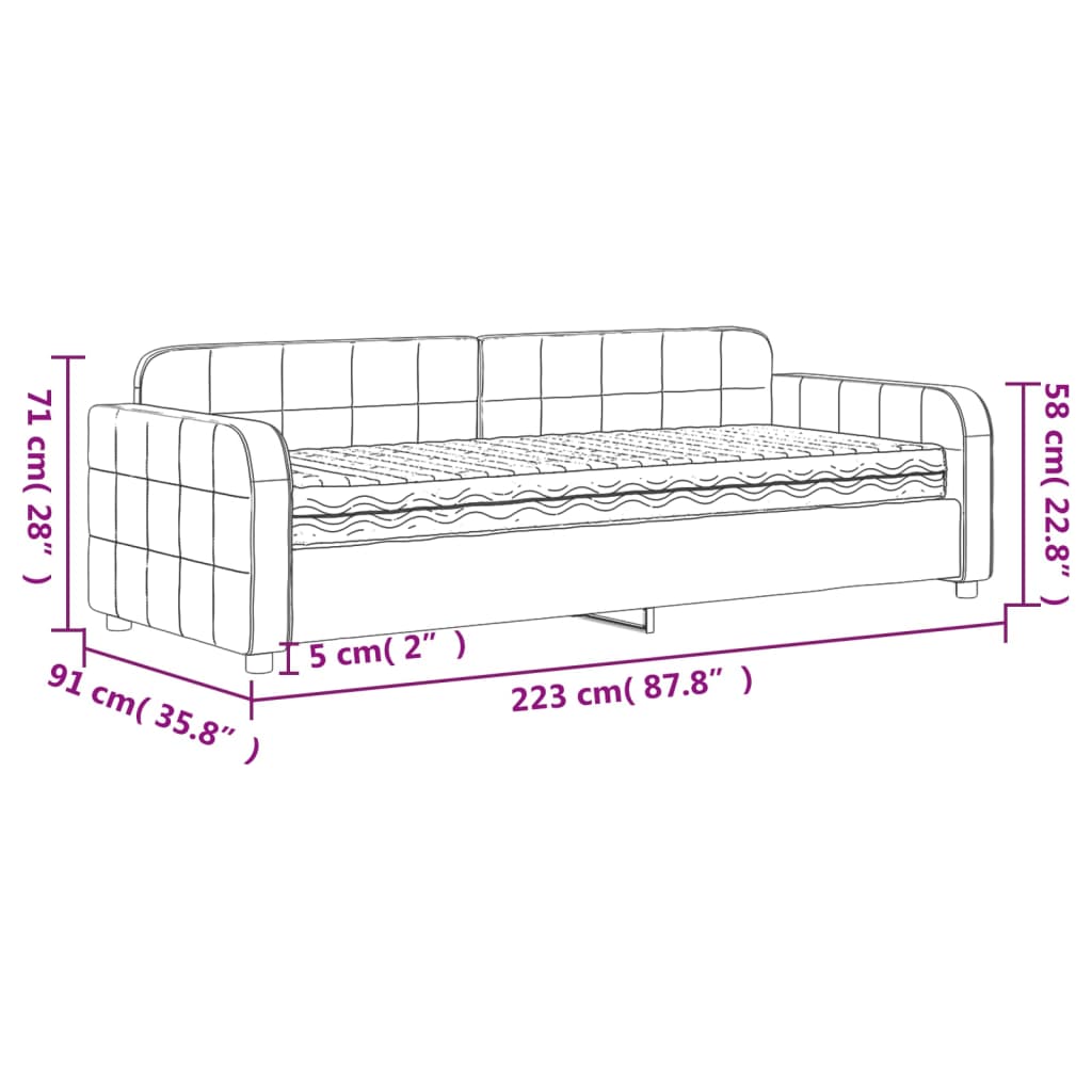 Sofa z materacem do spania, jasnoszara, 80x200 cm, aksamit