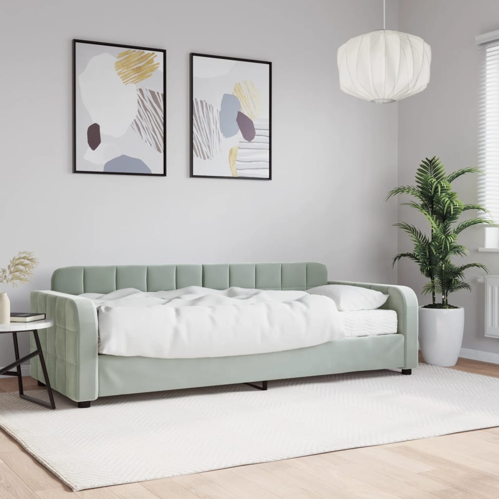 vidaXL daybed med madras 80x200 cm velour lysegrå