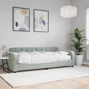 Válenda s matrací světle šedá 80 x 200 cm samet - obrázek 1