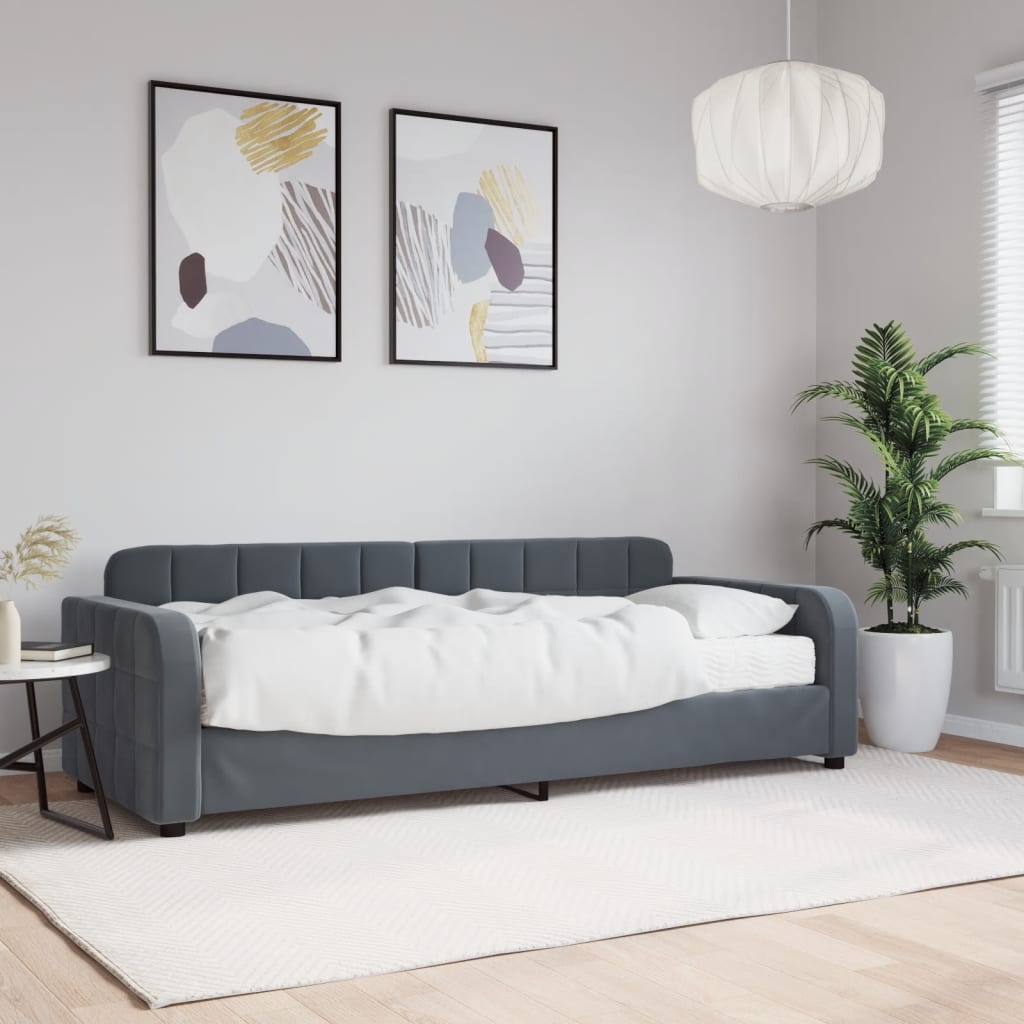 vidaXL daybed med madras 80x200 cm velour mørkegrå