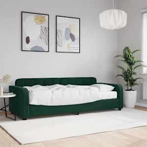 Válenda s matrací tmavě zelená 80 x 200 cm samet - obrázek 1