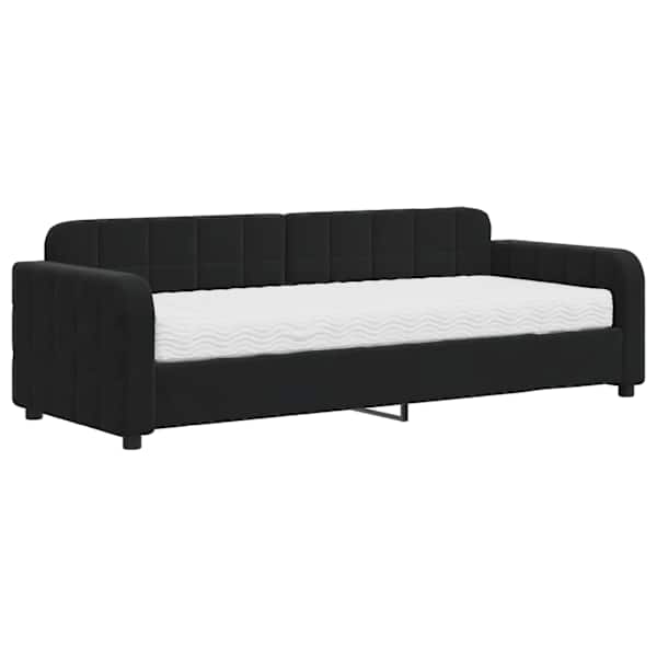 vidaXL diivanlvoodi madratsiga, must, 80x200 cm, samet