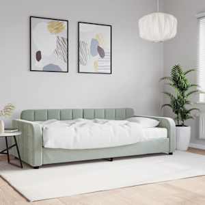 Válenda s matrací světle šedá 90 x 200 cm samet