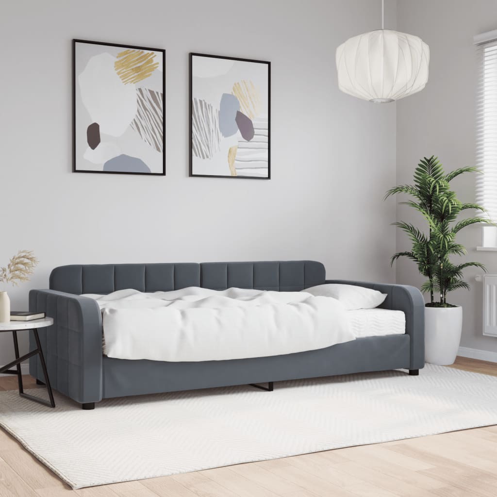 vidaXL daybed med madras 90x200 cm velour mørkegrå