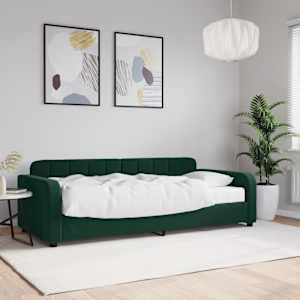Válenda s matrací tmavě zelená 90 x 200 cm samet - obrázek 1