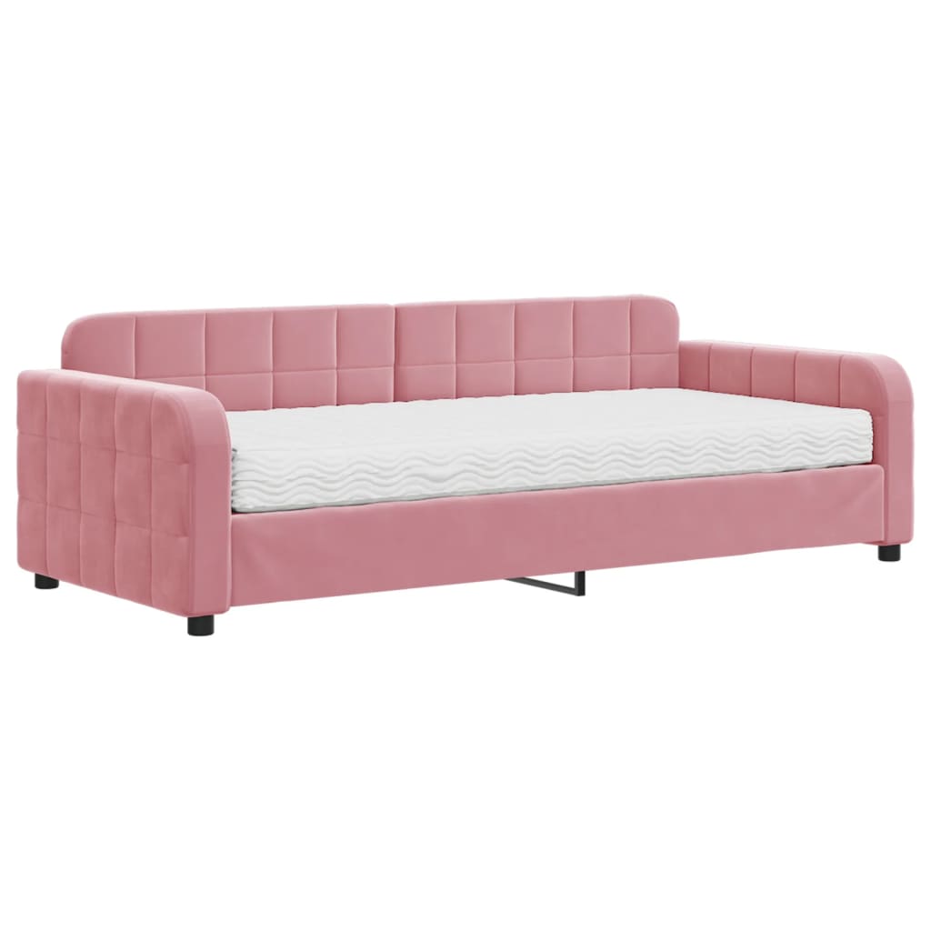 Thumbnail - vidaXL Tagesbett mit Matratze Rosa 90x200 cm Samt