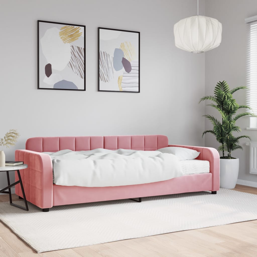 Tagesbett mit Matratze Rosa 90×200 cm Samt