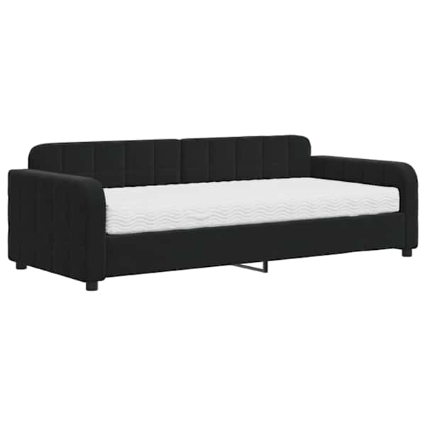 vidaXL diivanvoodi madratsiga, must, 90x200 cm, samet