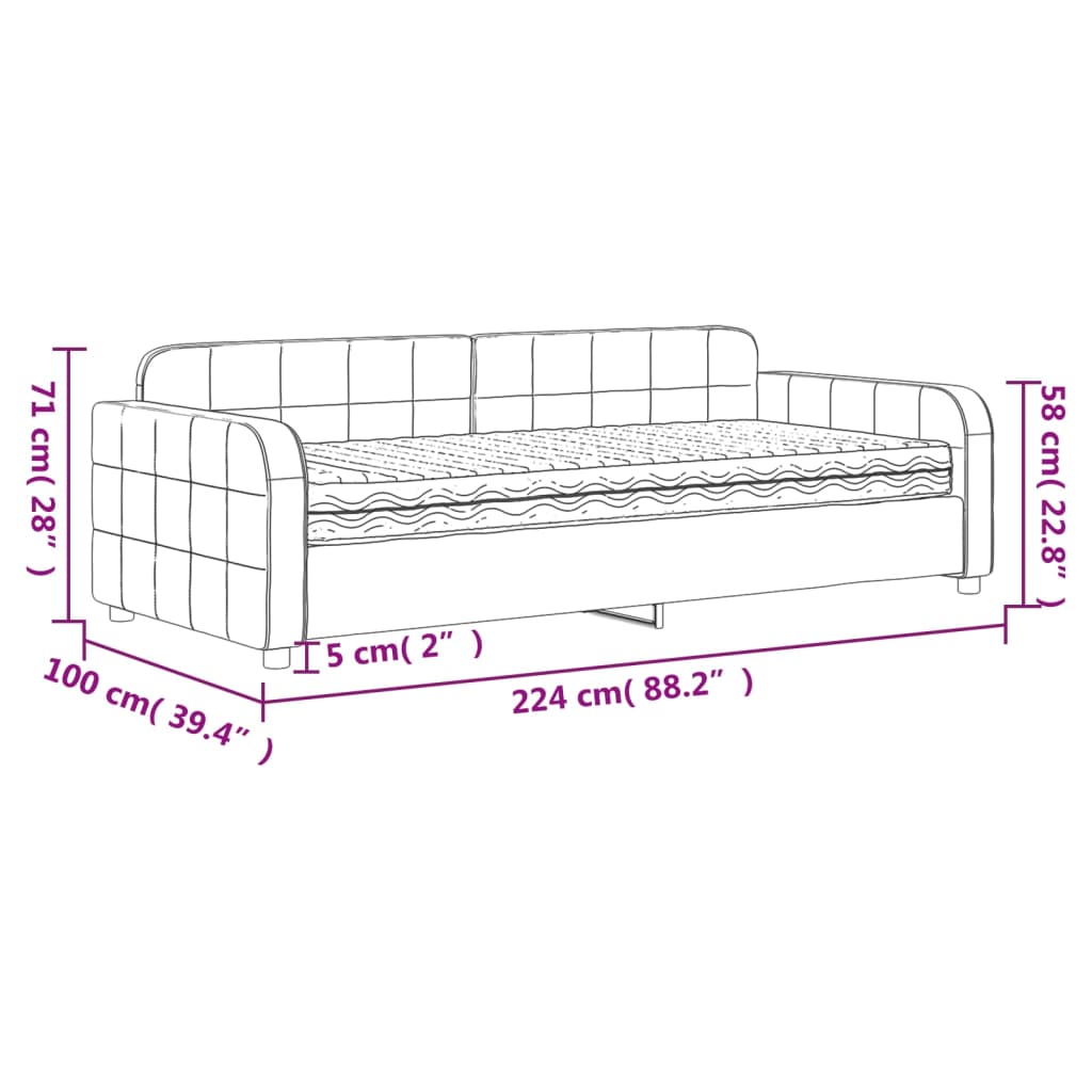 Sofa z materacem do spania, czarna, 90x200 cm, aksamit