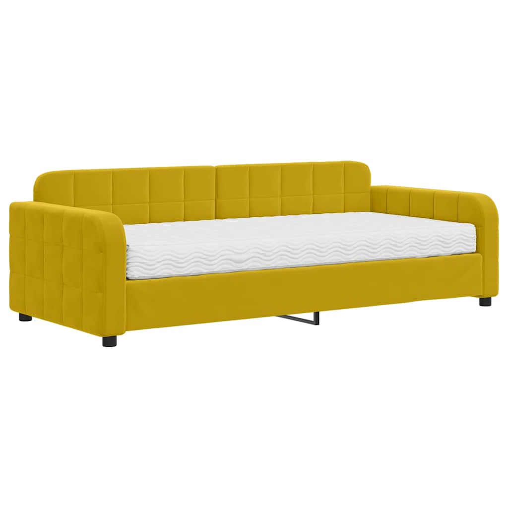E-shop vidaXL Denná posteľ s matracom žltá 90x200 cm zamat