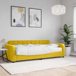 Dnevna postelja z vzmetnico rumena 90x200 cm žamet