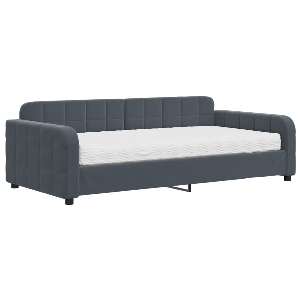 vidaXL Slaapbank met matras 100x200 cm fluweel donkergrijs grijs, foto 3