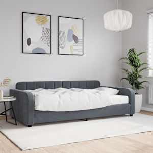 Válenda s matrací tmavě šedá 100 x 200 cm samet - obrázek 1