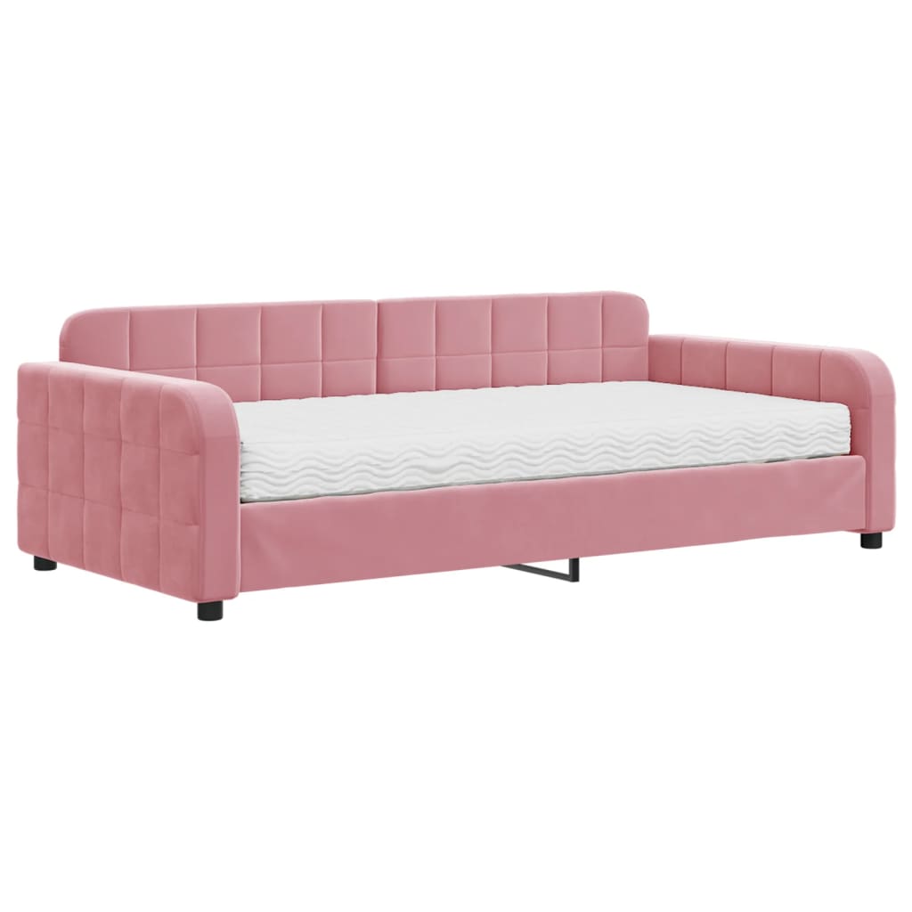 vidaXL Slaapbank met matras 100x200 cm fluweel roze, foto 3