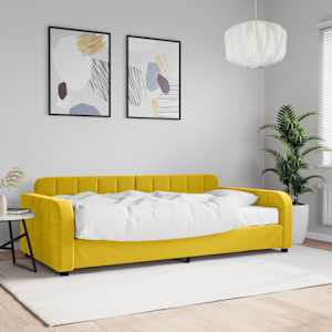Válenda s matrací žlutá 100 x 200 cm samet - obrázek 1