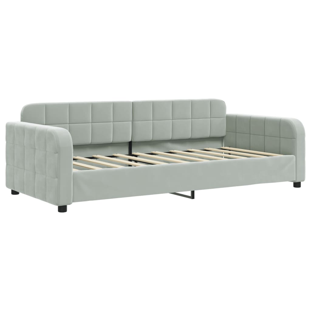 vidaXL Slaapbank met matras 90x190 cm fluweel lichtgrijs afbeelding
