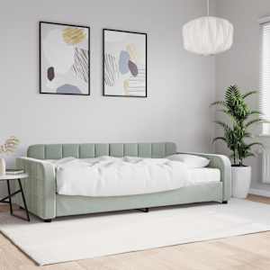 Válenda s matrací světle šedá 90 x 190 cm samet - obrázek 1