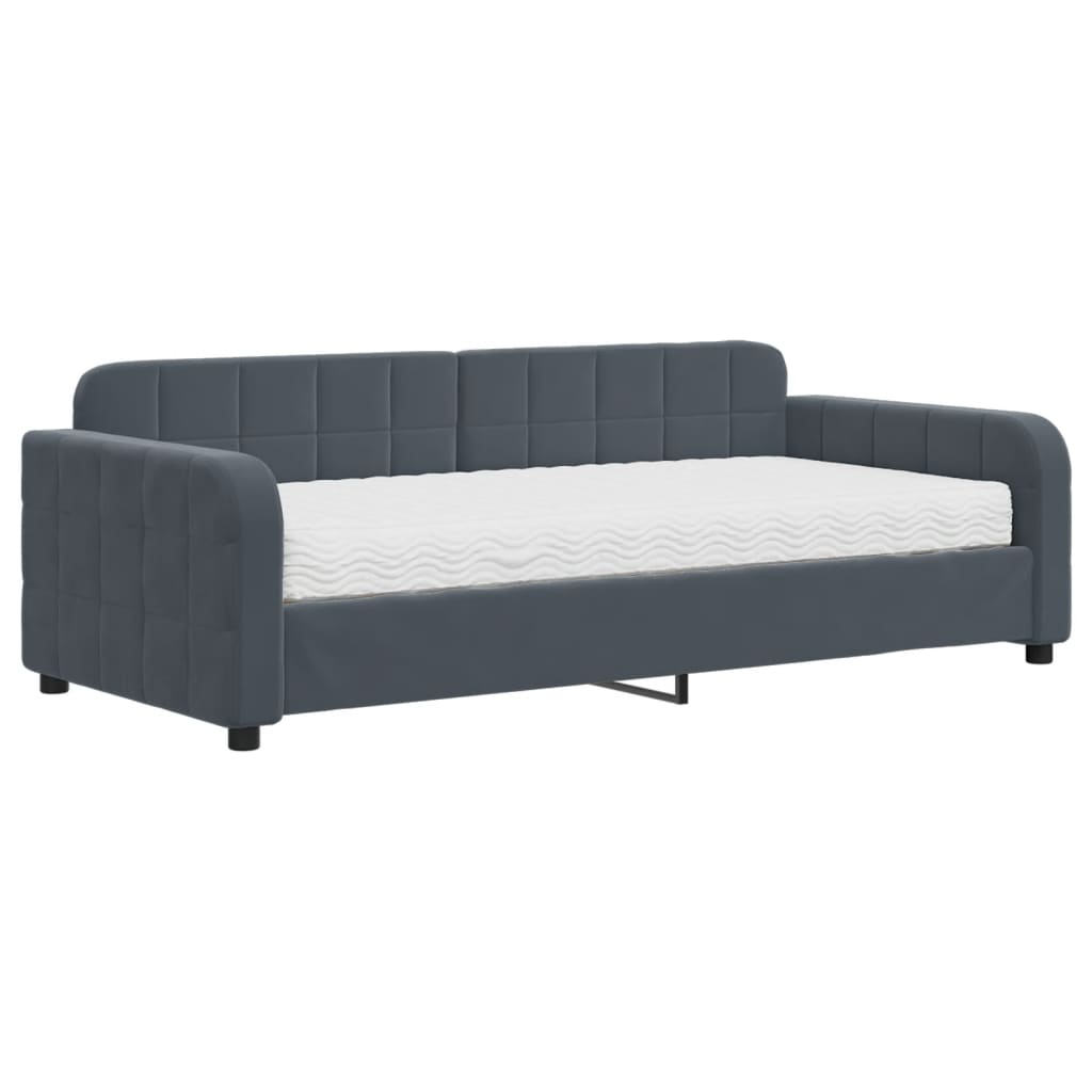 vidaXL Slaapbank met matras 90x190 cm fluweel donkergrijs grijs, foto 3