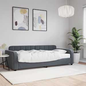 Válenda s matrací tmavě šedá 90 x 190 cm samet - obrázek 1