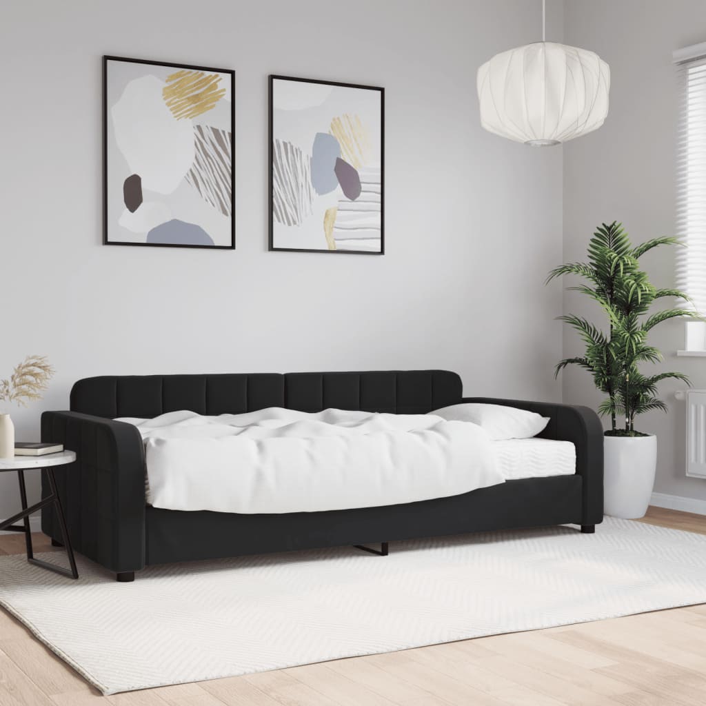 vidaXL Tagesbett mit Matratze Schwarz 90x190 cm Samt