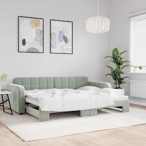 Válenda s přistýlkou světle šedá 80 x 200 cm samet - obrázek 1