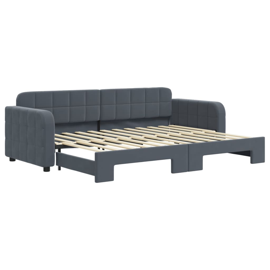 vidaXL Slaapbank met onderschuifbed 80x200 cm fluweel donkergrijs grijs, foto 3