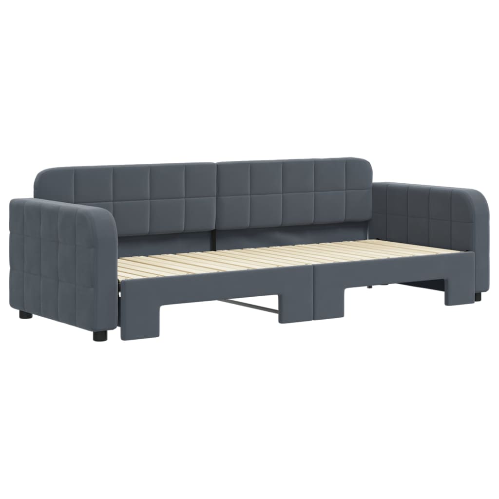 vidaXL Slaapbank met onderschuifbed 80x200 cm fluweel donkergrijs grijs, foto 2