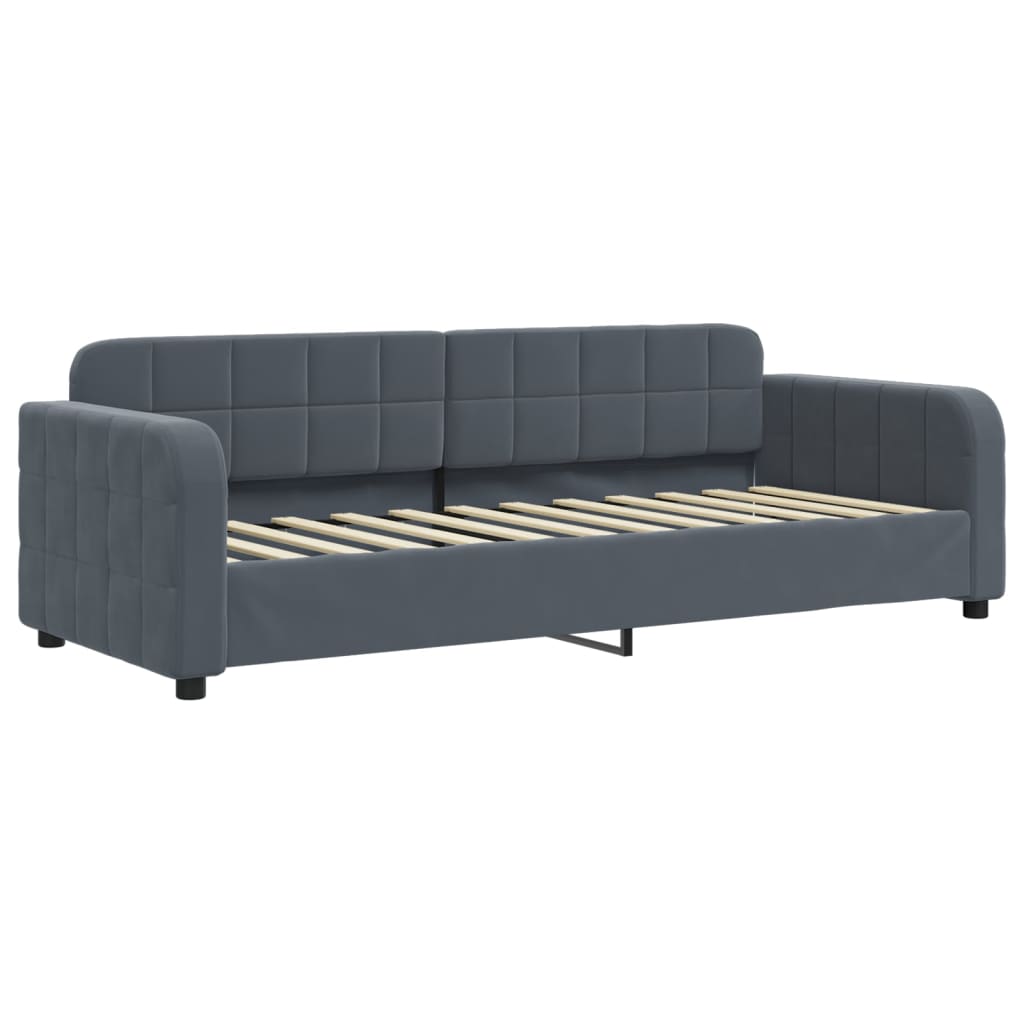 vidaXL Slaapbank met onderschuifbed 80x200 cm fluweel donkergrijs grijs, foto 4