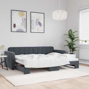 Válenda s přistýlkou tmavě šedá 80 x 200 cm samet - obrázek 1