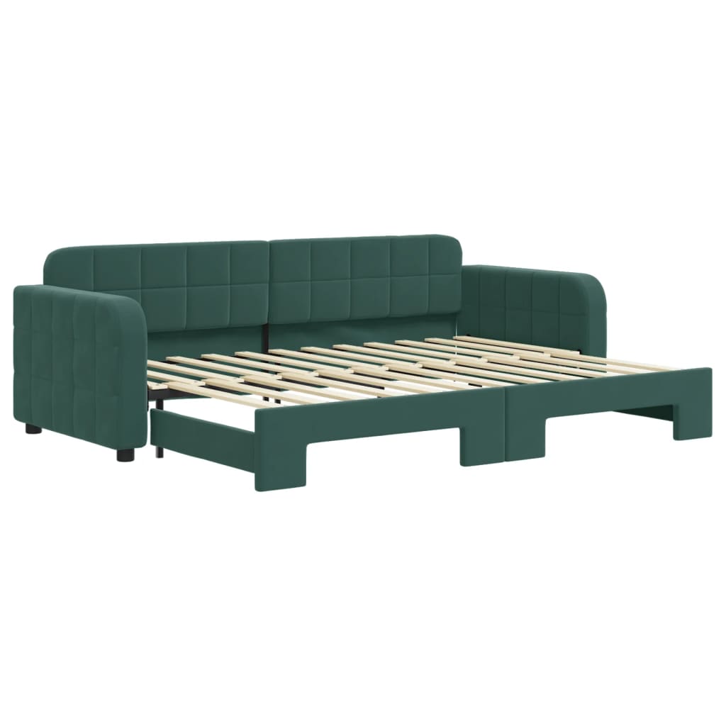 vidaXL Válenda s přistýlkou tmavě zelená 80 x 200 cm samet