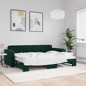 Válenda s přistýlkou tmavě zelená 80 x 200 cm samet - obrázek 1