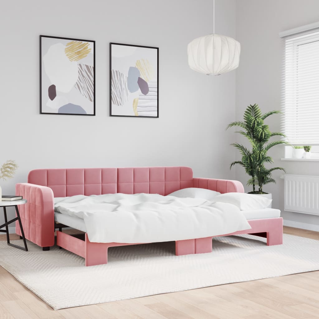 vidaXL Tagesbett Ausziehbar Rosa 80x200 cm Samt