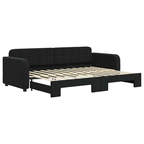 vidaXL diivanvoodi v&auml;ljat&otilde;mmatava osaga, must, 80x200 cm, samet