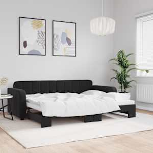 Válenda s přistýlkou černá 80 x 200 cm samet - obrázek 1