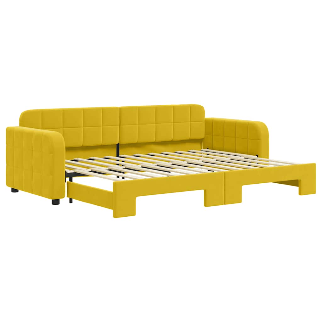 E-shop vidaXL Denná posteľ s rozkladacou posteľou žltá 80x200 cm zamat