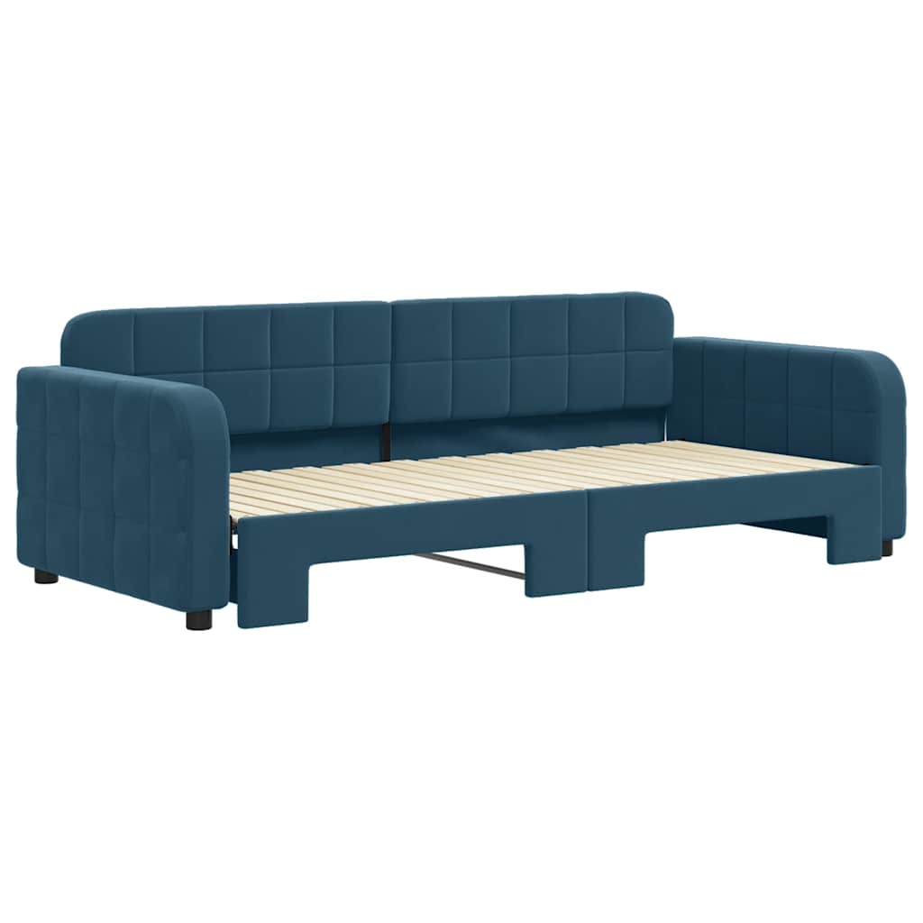 vidaXL Slaapbank met onderschuifbed 90x200 cm fluweel blauw, foto 2