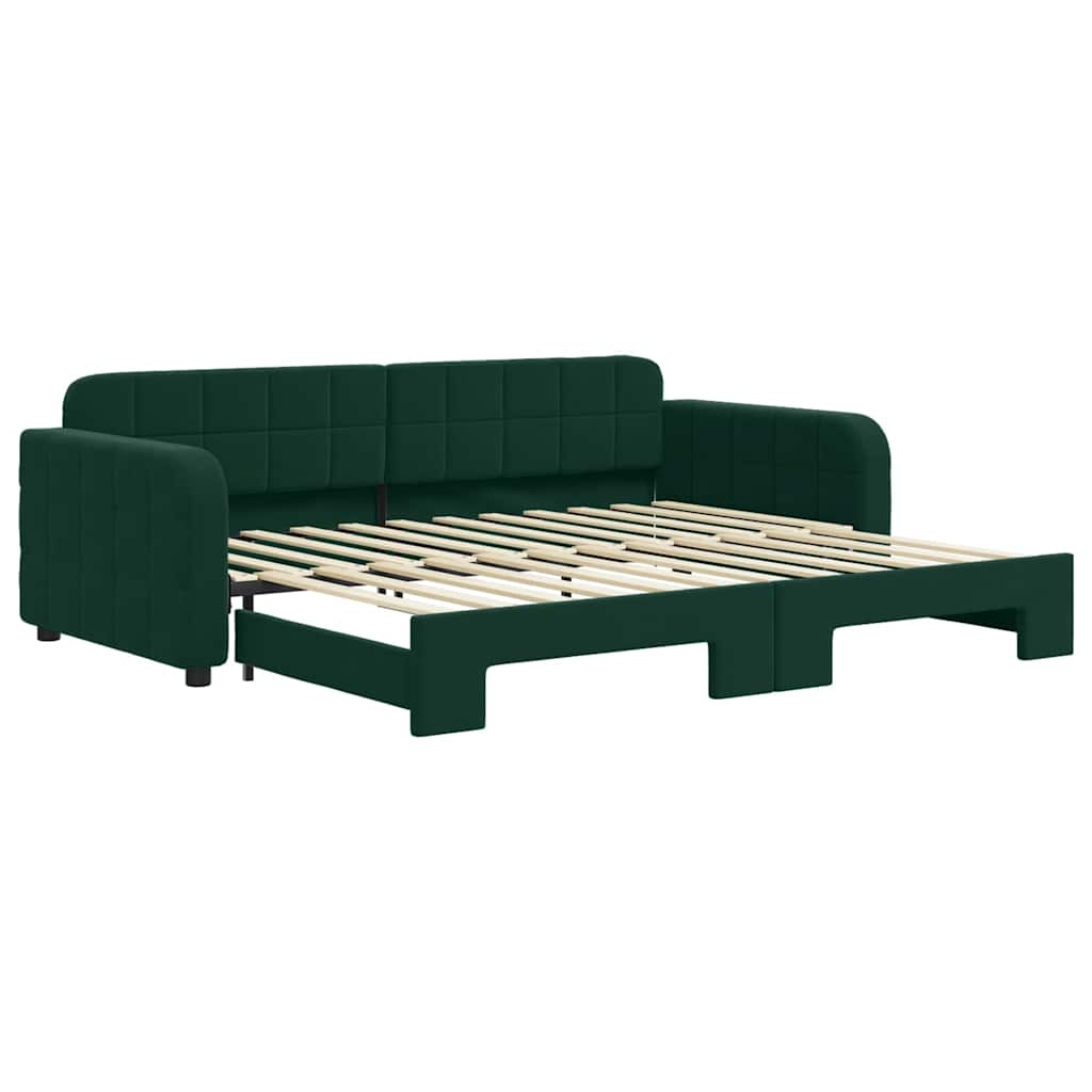 vidaXL Slaapbank met onderschuifbed 90x200 cm fluweel donkergroen groen, foto 3