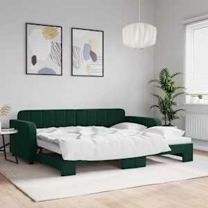 Válenda s přistýlkou tmavě zelená 90 x 200 cm samet - obrázek 1