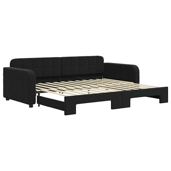 vidaXL diivanvoodi v&auml;ljat&otilde;mmatava osaga, must, 90x200 cm, samet