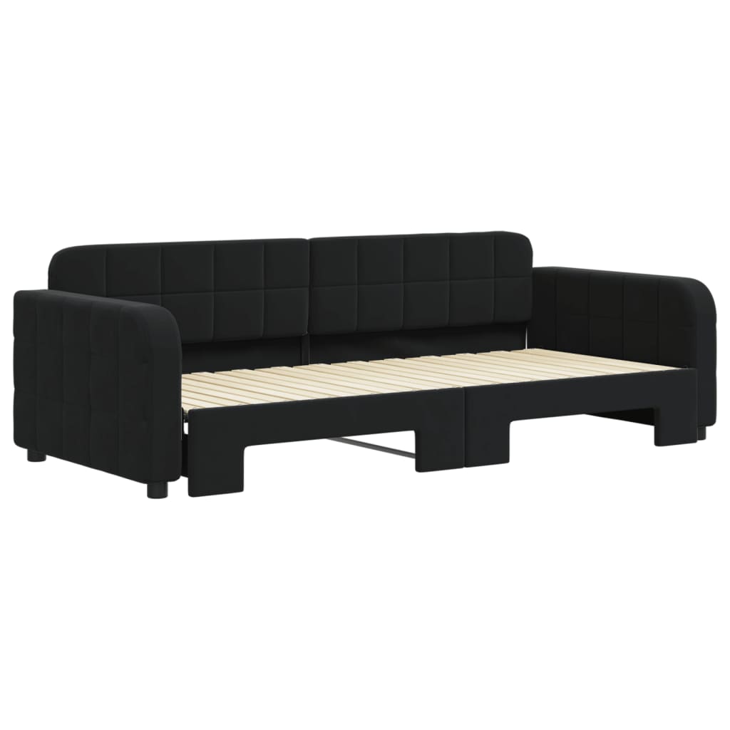 vidaXL Slaapbank met onderschuifbed 90x200 cm fluweel zwart afbeelding