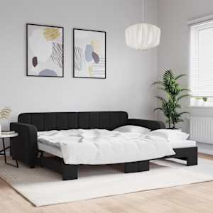 Válenda s přistýlkou černá 90 x 200 cm samet - obrázek 1