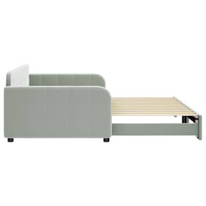 Válenda s přistýlkou světle šedá 100 x 200 cm samet - obrázek 4