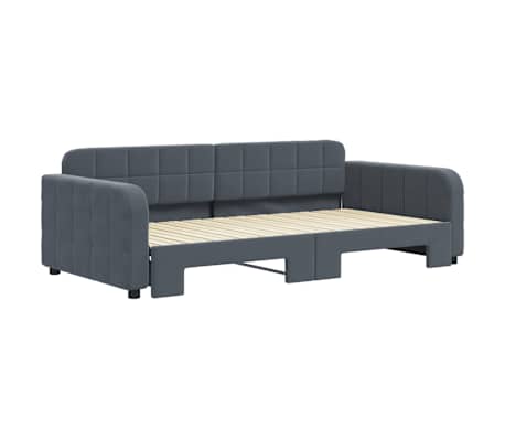vidaXL Dnevni krevet na razvlačenje bez madraca tamnosivi 100 x 200 cm