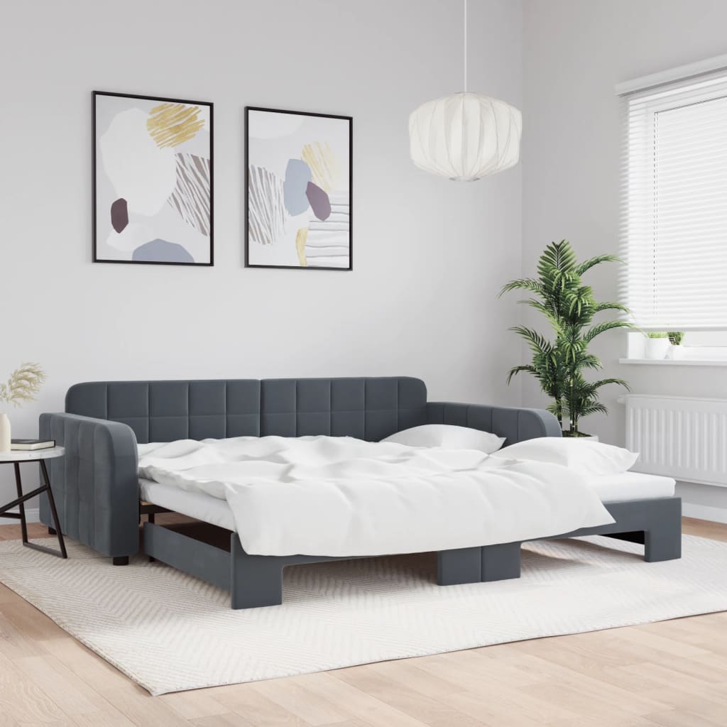 vidaXL daybed med udtræk 100x200 cm velour mørkegrå