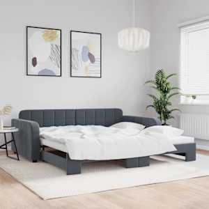 Válenda s přistýlkou tmavě šedá 100 x 200 cm samet - obrázek 1