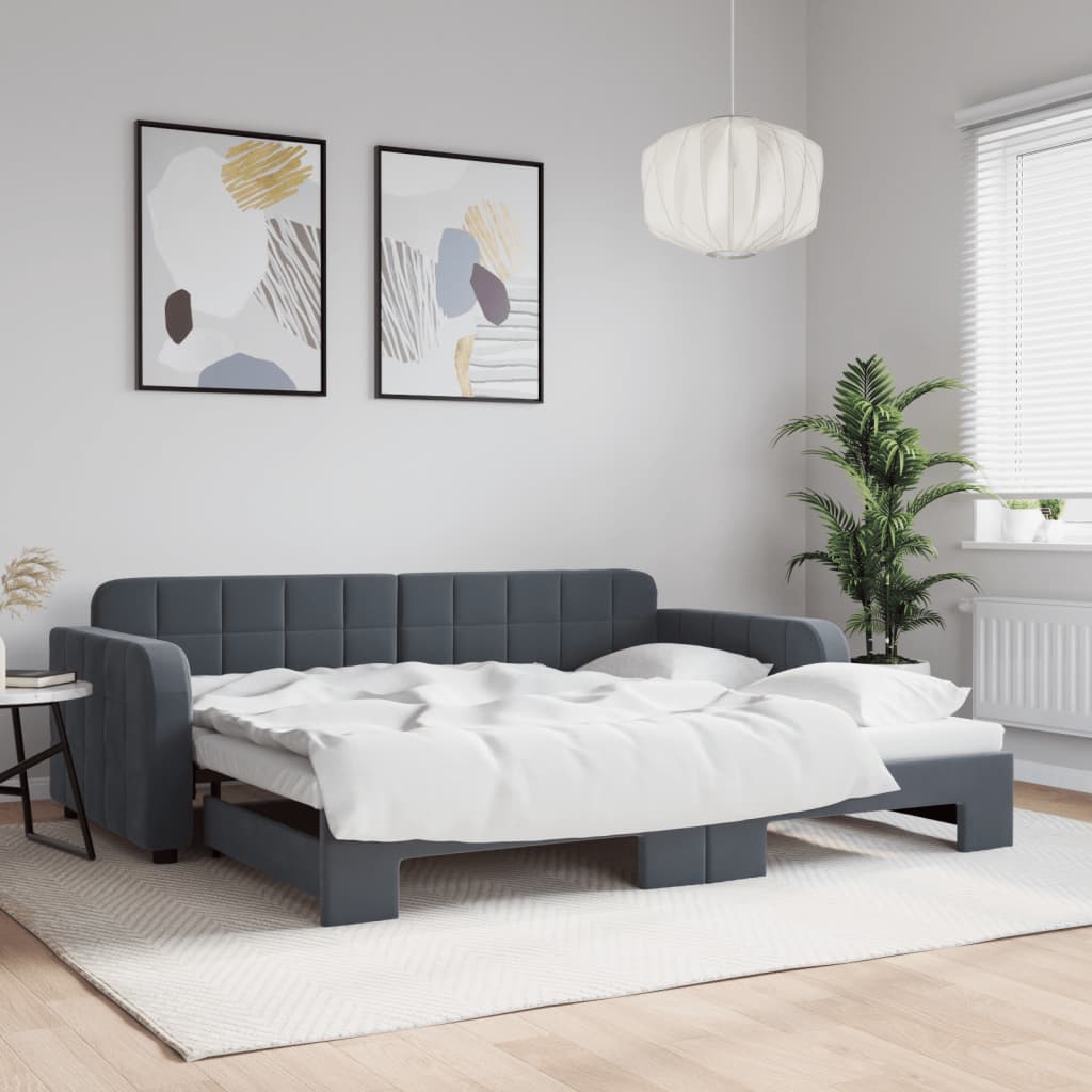 vidaXL daybed med udtræk 90x190 cm velour mørkegrå