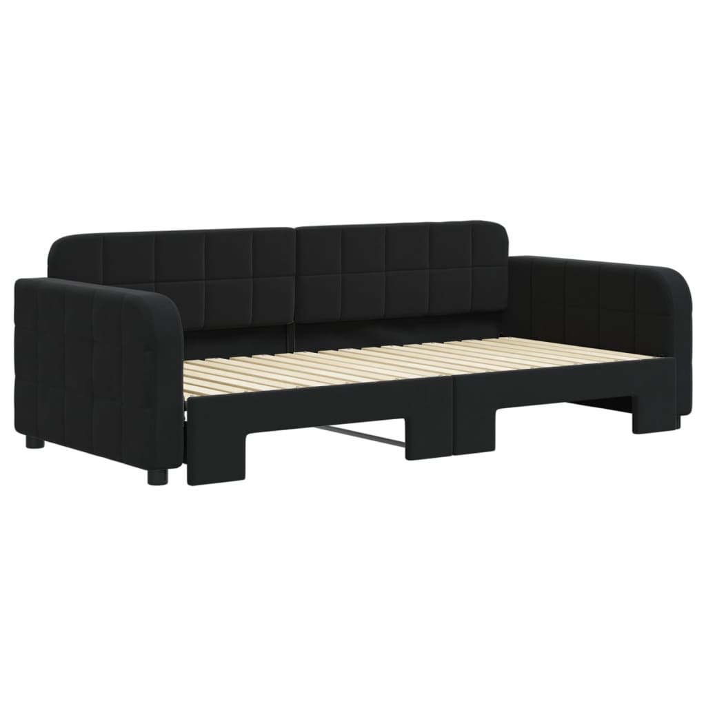vidaXL Slaapbank met onderschuifbed 90x190 cm fluweel zwart afbeelding