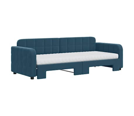 vidaXL Tagesbett Ausziehbar mit Matratzen Blau 80x200 cm Samt