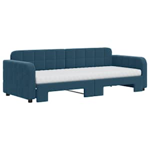 vidaXL Tagesbett Ausziehbar mit Matratzen Blau 80x200 cm Samt