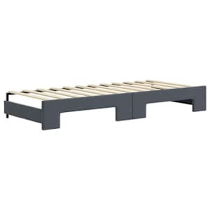 Válenda s přistýlkou a matracemi tmavě šedá 80 x 200 cm samet - obrázek 5